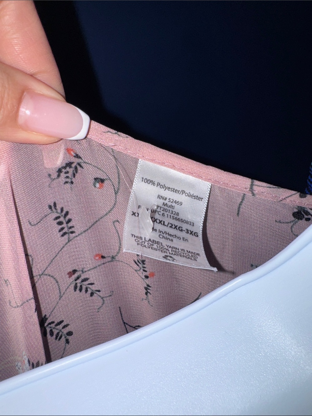 Blush Pink Floral Front-Tie Kimono Robe– Size 2XL–3XL - Picture 3 of 12